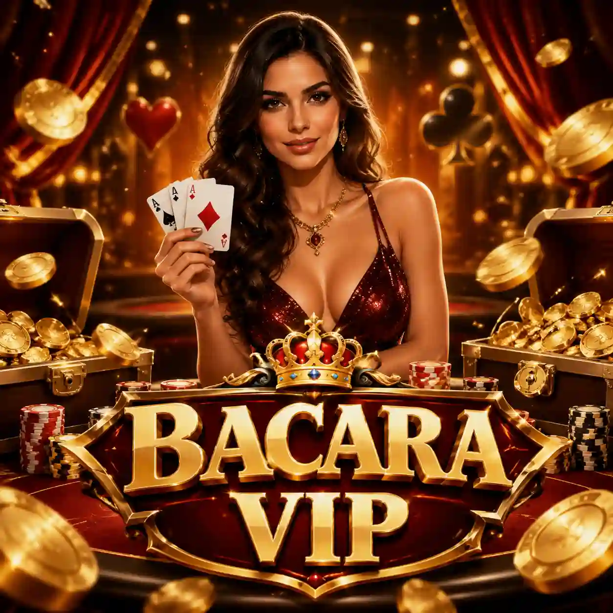 Mesa de bacará ao vivo com cartas sobre o feltro